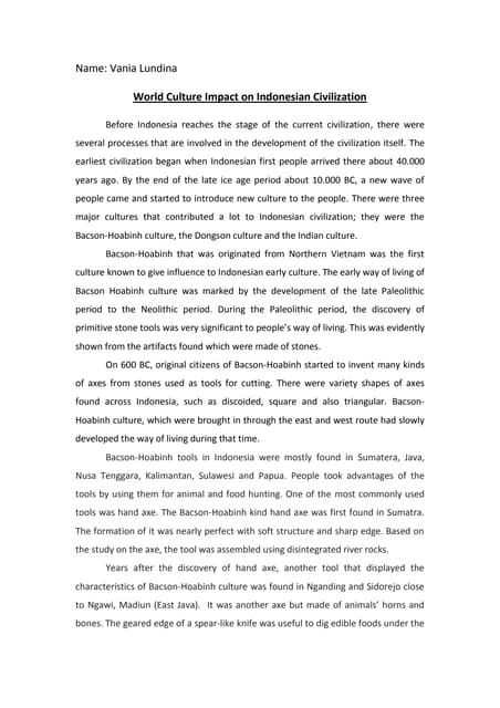 World culture impact on indonesian civilization