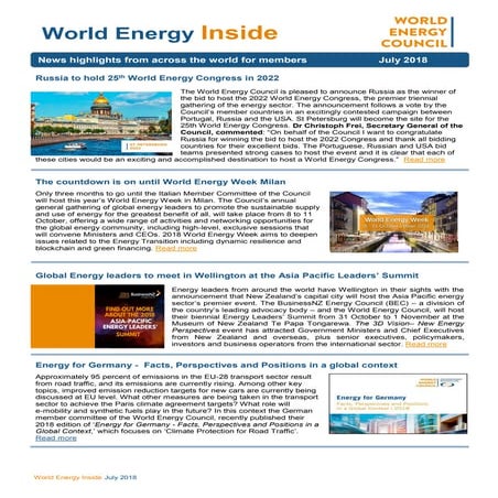 World Energy Inside - Luglio 2018