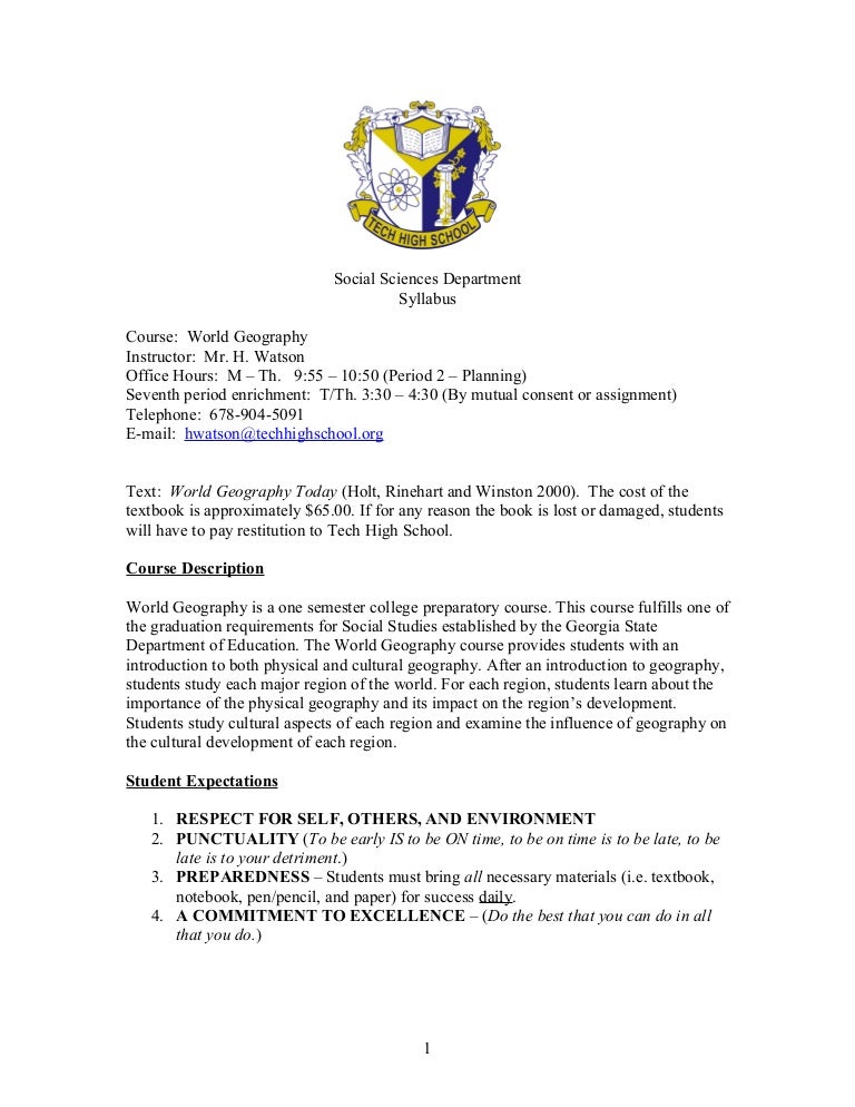 World geography syllabus
