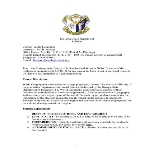 World geography syllabus