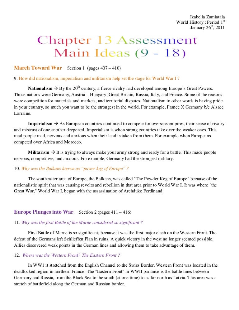 World History Chapter 13 Assessment Main Ideas 9 18
