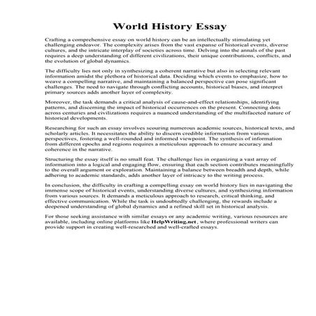 World History Essay. History Essay - Writing Portfolio