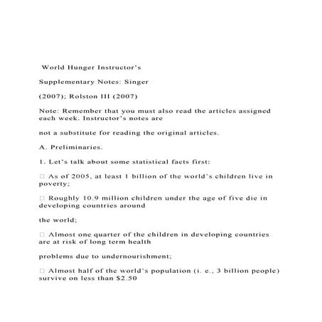  World Hunger Instructor’s Supplementary Notes Singer .docx