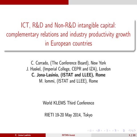 ICT, R&D and Non-R&D intangible capital: complementary relations and industry...
