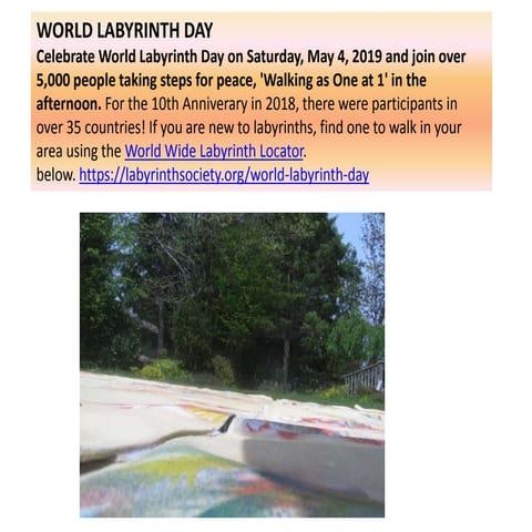 World Labyrinth Day Saturday, May 4, 2019