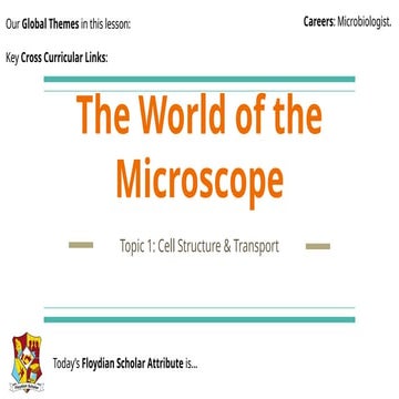 World of microscopes - GCSE Topic 1 AQA Foundation and Higher