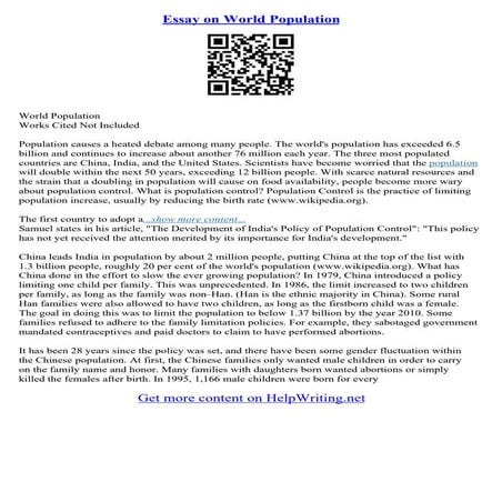 World Population Essay | PDF