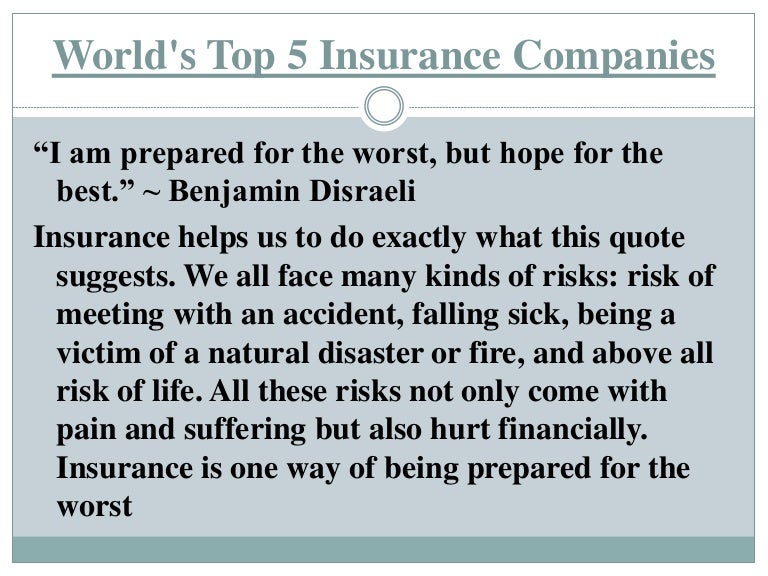 World's top 5 insurance companies
