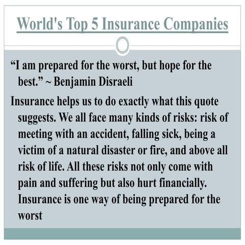 World's top 5 insurance companies