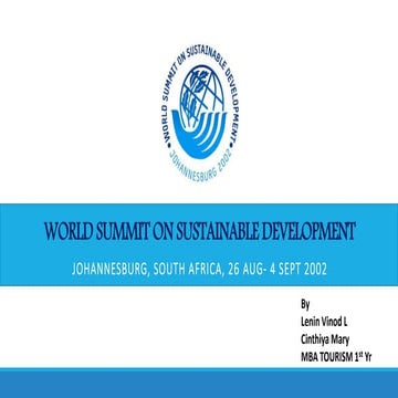 WORLD SUMMIT ON SUSTAINABLE DEVELOPMENT 2002