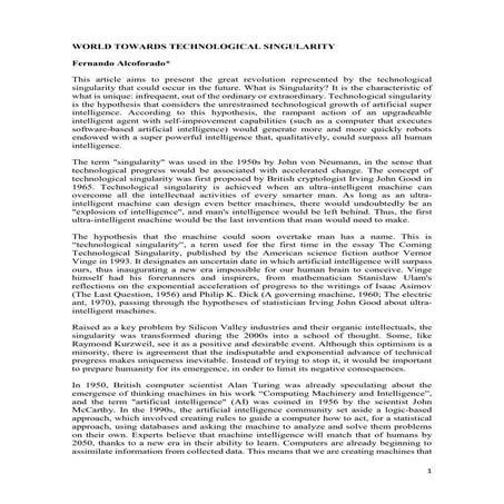 World towards technological singularity