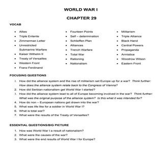 World War I Unit Outline[1]
