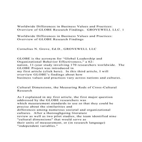 Worldwide Differences in Business Values and Practices Overvi.docx