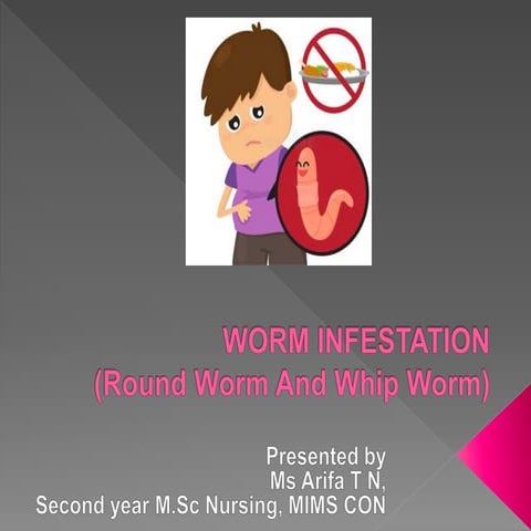 Worm infestation:tape worm and hook worm