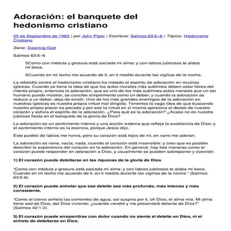 Adoración: el banquete del hedonismo cristiano