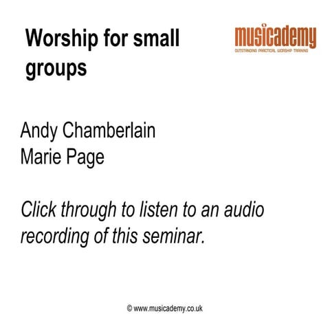 Worship for small groups