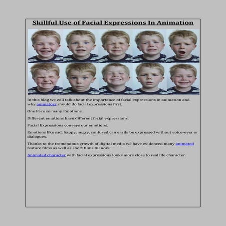 Skillful Use of Facial Expressions In Animation