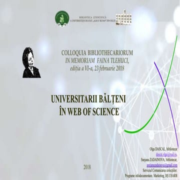 Olga DASCAL, Snejana ZADAINOVA. Universitarii bălţeni  În WEB of Science