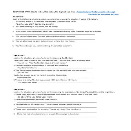 Would rather exercises