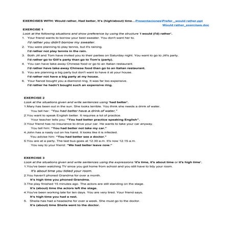 Would rather exercises key