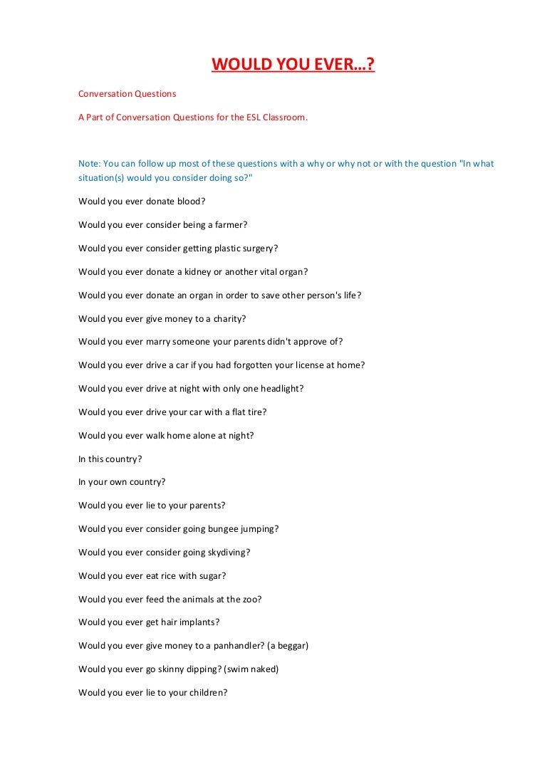 what would you do questions
