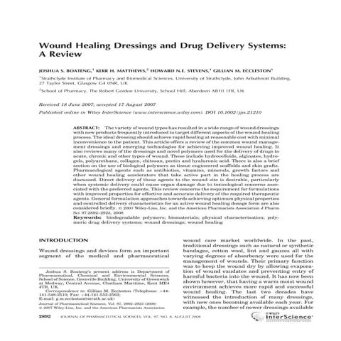 Wound healing dressings and drug delivery systems