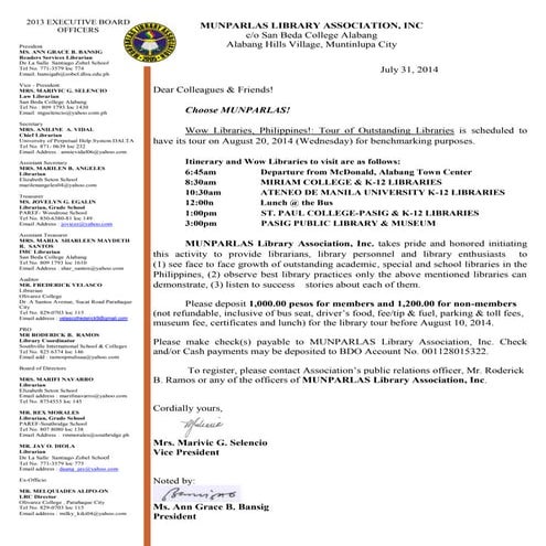 Participants to Aug 16 Wow Libraries, Philippines | PDF