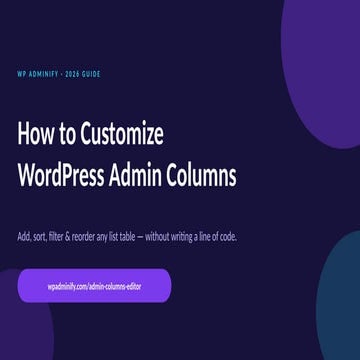 How to Customize WordPress Admin Columns without code (2026): Add, Sort ...