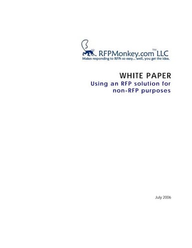 Whitepaper - using RFPMonkey.com for non-RFP uses