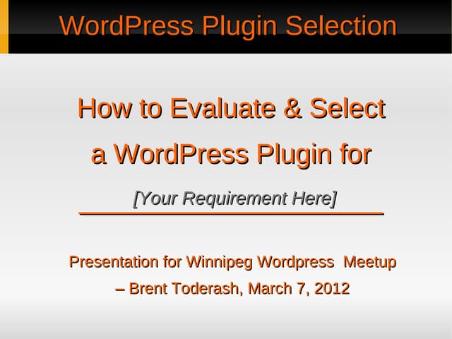 Selecting A WordPress Plugin