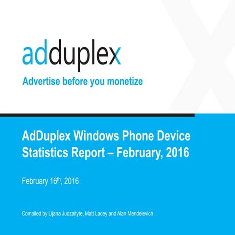AdDuplex Windows Phone Device Statistics Report for February, 2016