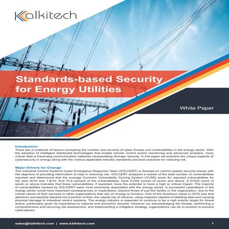 Standards based security for energy utilities