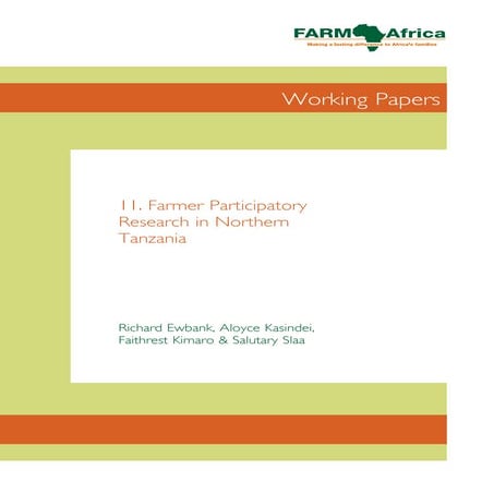 Farmer Participatory Research In Northern Tanzania