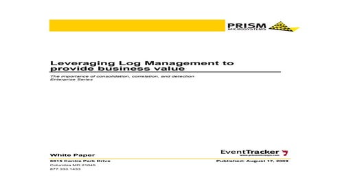 Leveraging Log Management to provide business value