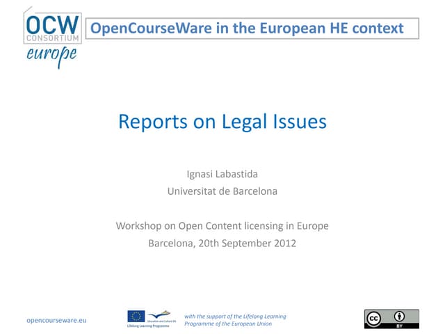 Workshop Barcelona: Reports on Legal Issues