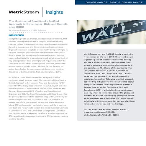 The Unexpected Benefits of a Unified Approach to Governance, Risk, and Compli...