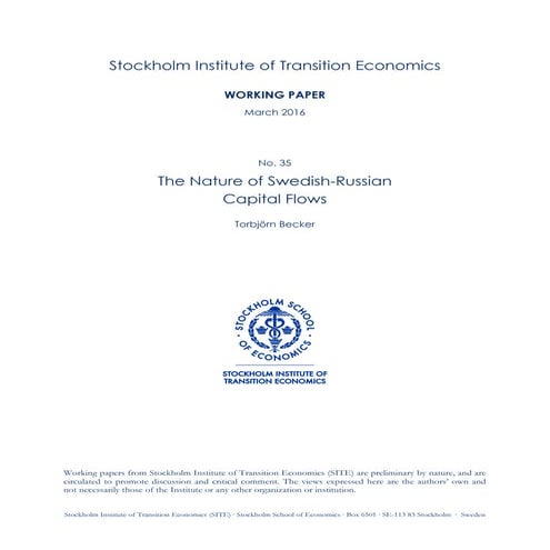 The Nature of Swedish-Russian Capital Flows