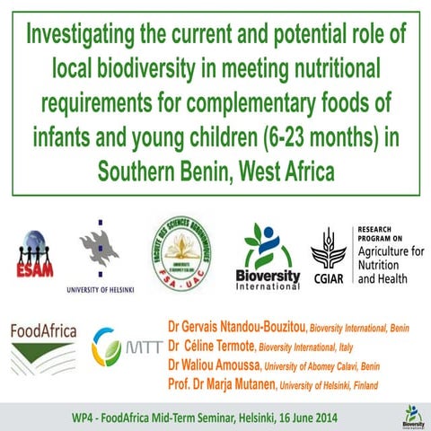 Food and Nutrition Security in Africa, Investigating the role of local biodiv...
