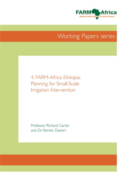 Planning For Small Scale Irrigation In Ethiopia