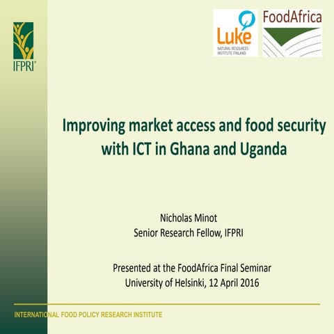 FoodAfrica seminar presentation WP6, Nick Minot