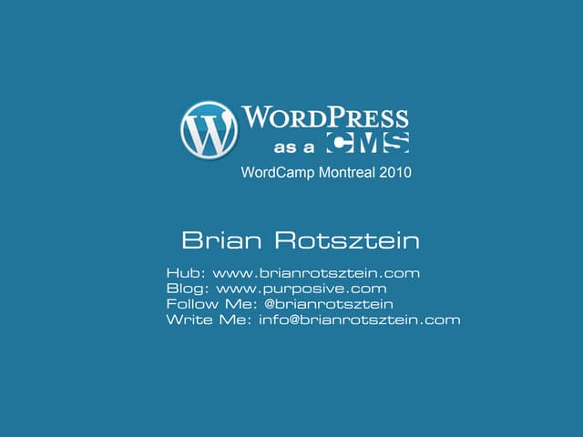 WordPress as a CMS