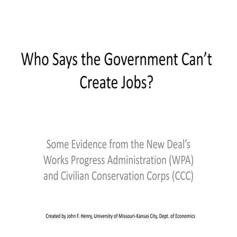 Who Says the Gov't Can't Create Jobs