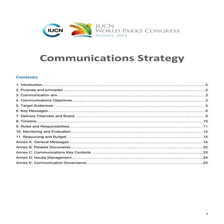 World Parks Congress Communication Strategy 08.2013