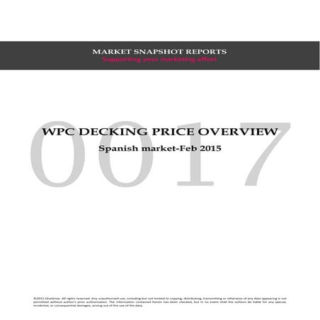 WPC DECKING PRICE SNAPSHOT. Spanish market 2015 (Sample)