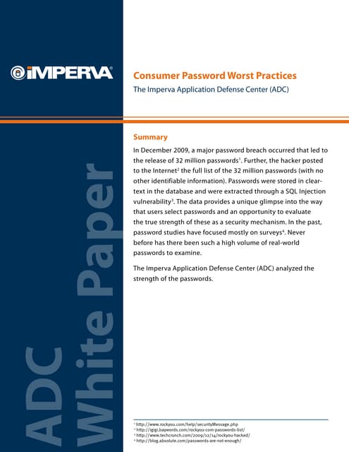 Consumer Password Worst Practices
