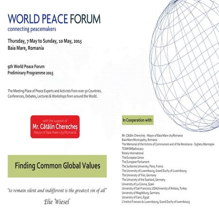 World Peace Forum 2015 Programme - Baia Mare, Romania