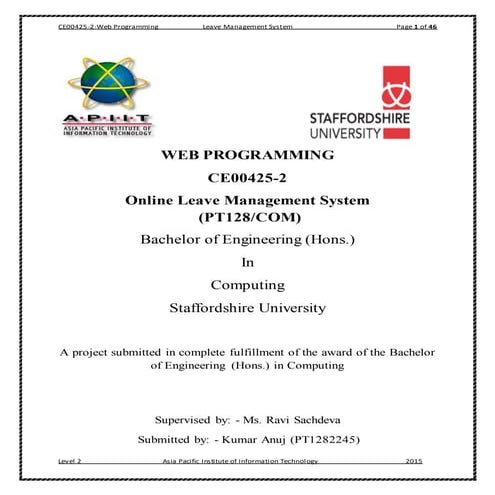 Online Leave Management Project