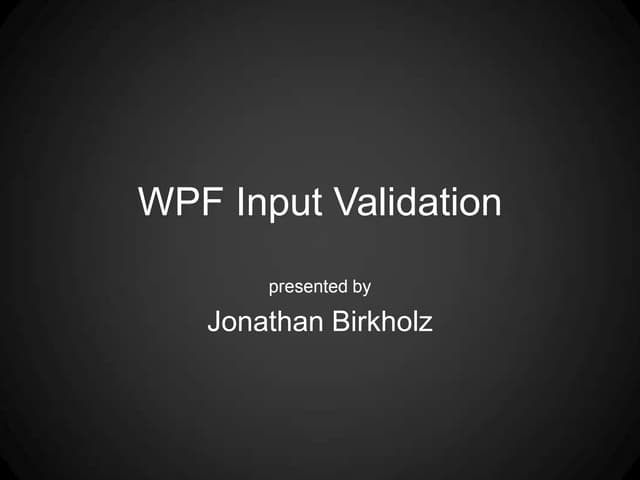 Wpf Validation