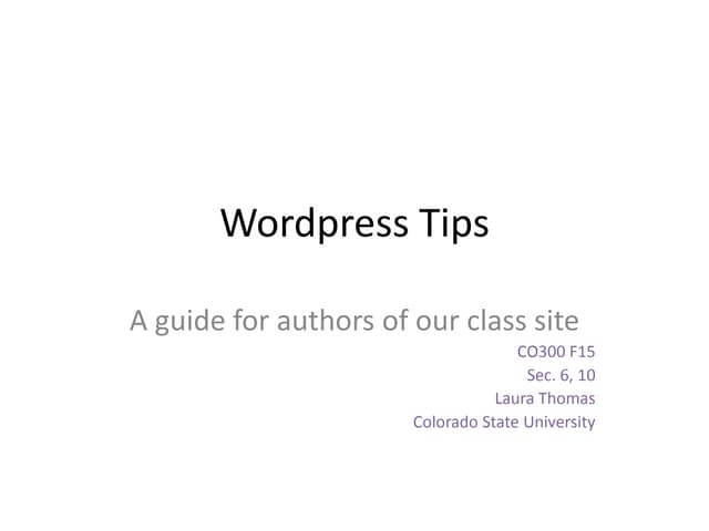 Wordpress Guide CO300 F15