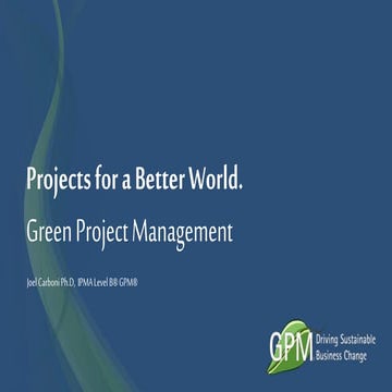 ECOFORUM - Joel Carboni - Green Project Management 